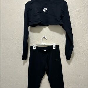 Nike Air Black Cropped Sweatshirt and Leggings Set